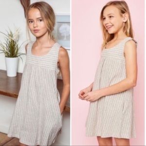 Hayden Light Brown Stripe Woven Shirt Dress